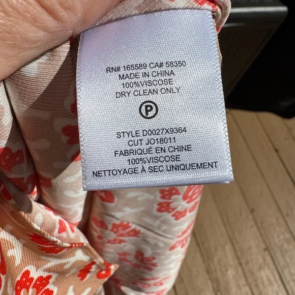 Joie Red Orange Cream Floral Midi Halter Dress size OX Large POSSIBLY Plus Size - Picture 10 of 13